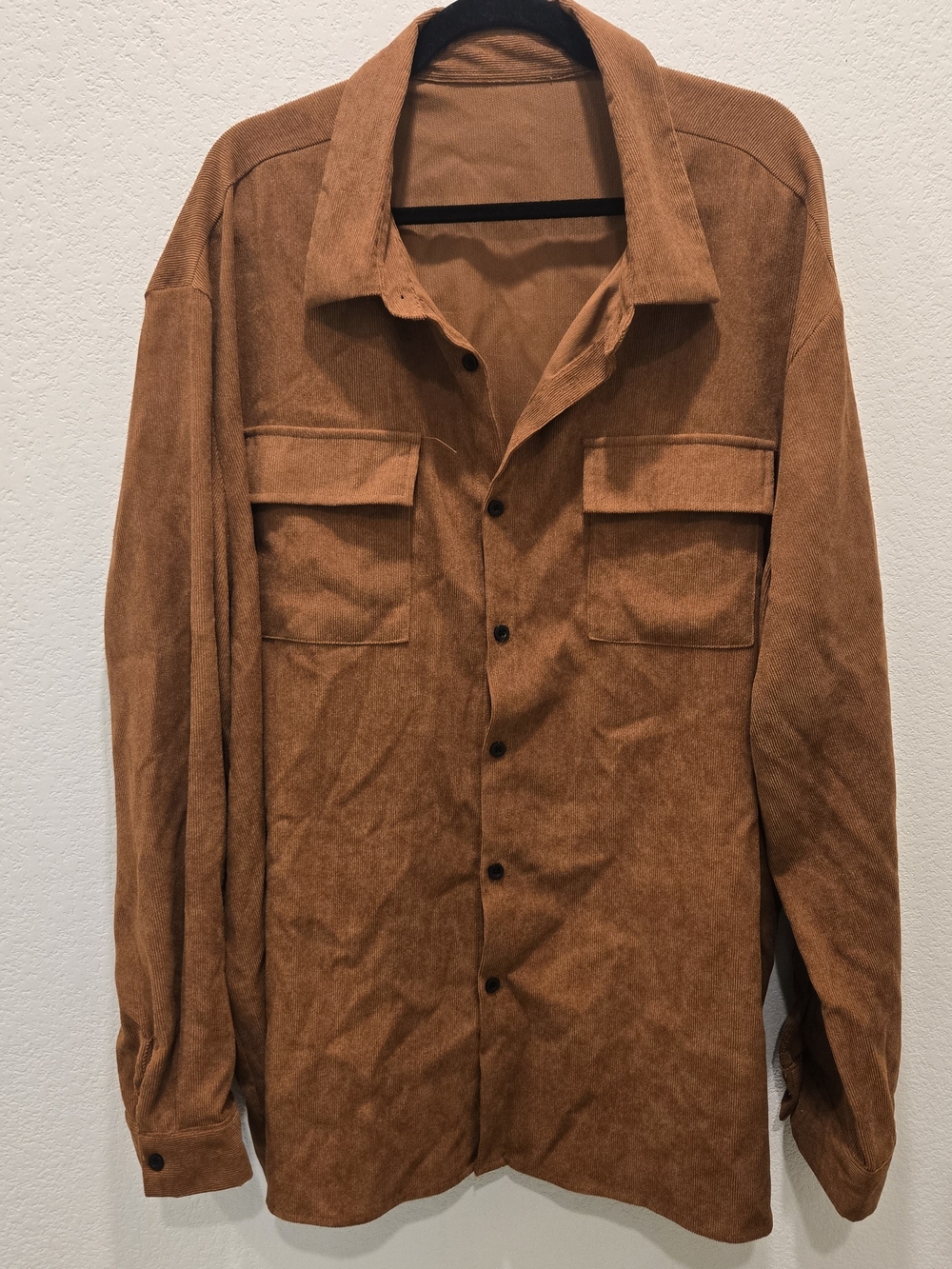 SHEIN Men's Button-Up Shacket in Rust